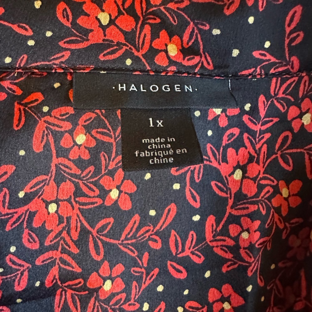 Halogen Black and Red Floral A-Line top, New, Size 1X - Picture 9 of 14